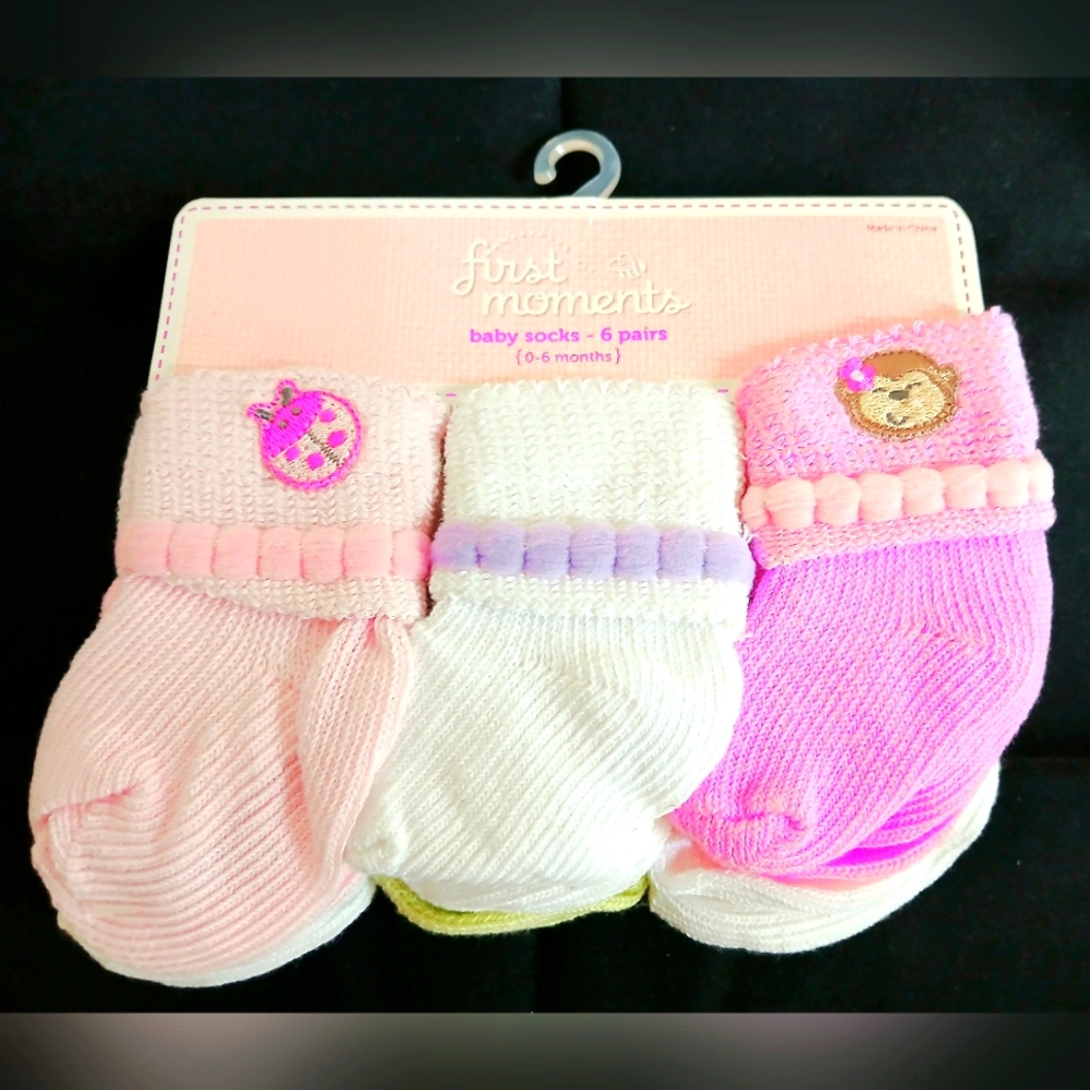 First Moments Baby Socks Set - Assorted Colors 0 - 6 Months